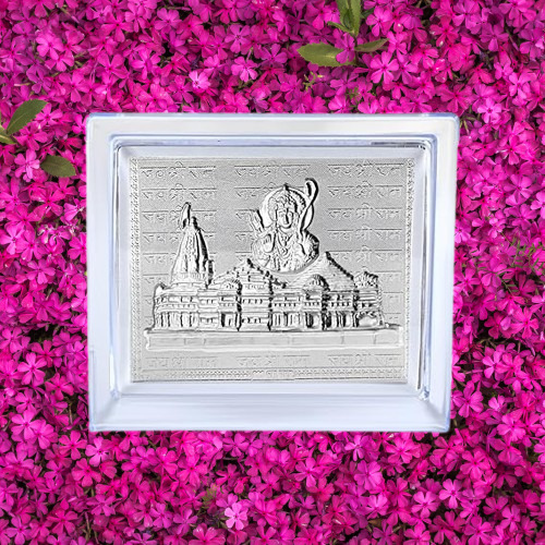 999 Silver foil Ayodhya Ram Mandir Temple Stand Home decor show piece Gift Item