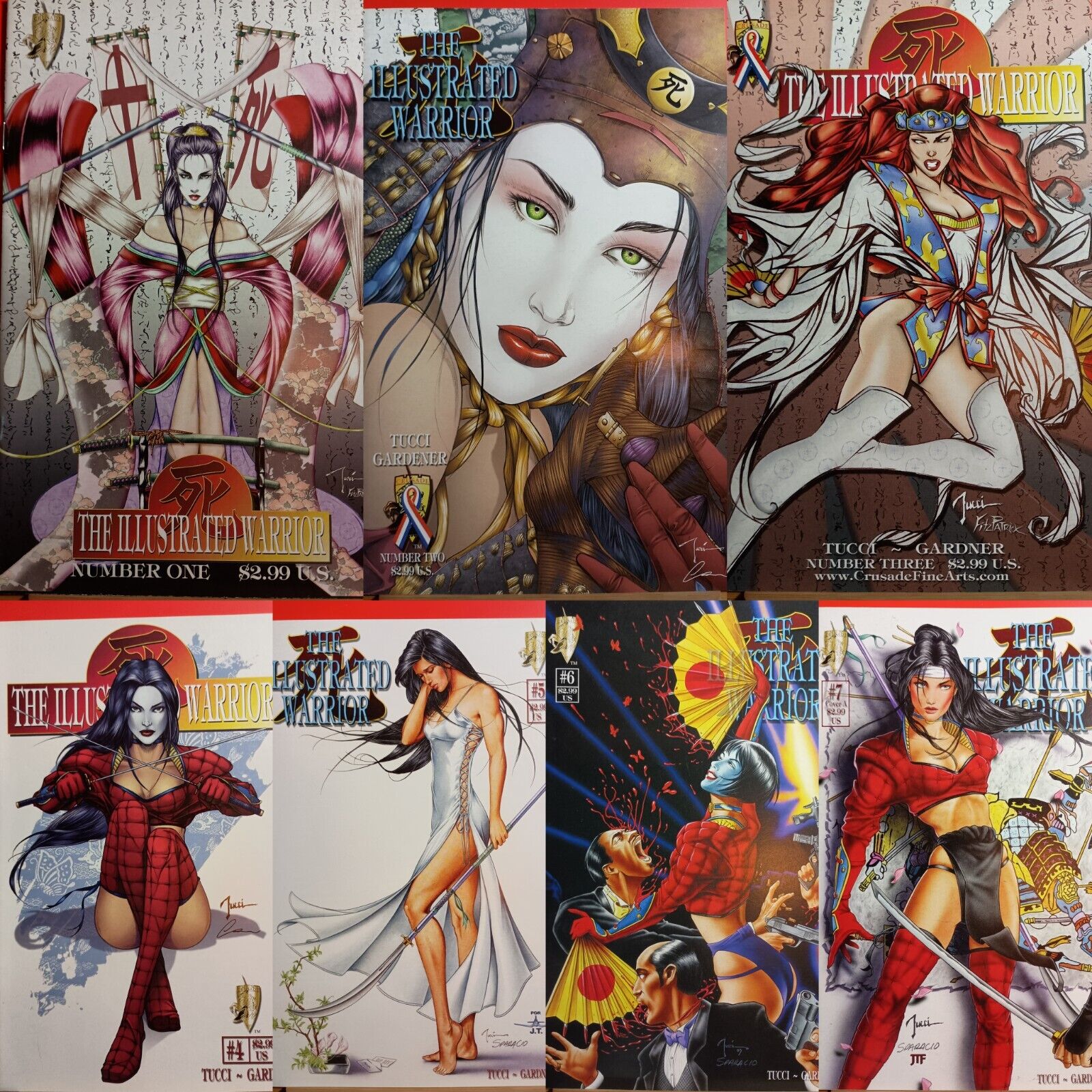 2002 Crusade Comics Shi Illustrated Warrior 1-7 William Tucci Cover Variant Set